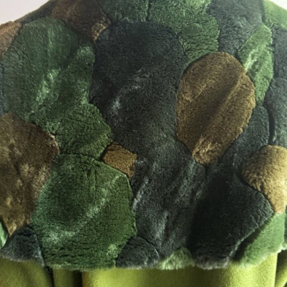 Lace by Nelly Anne Green Wool Faux Fur Fitted Waist A line Coat XXL - Picture 9 of 12